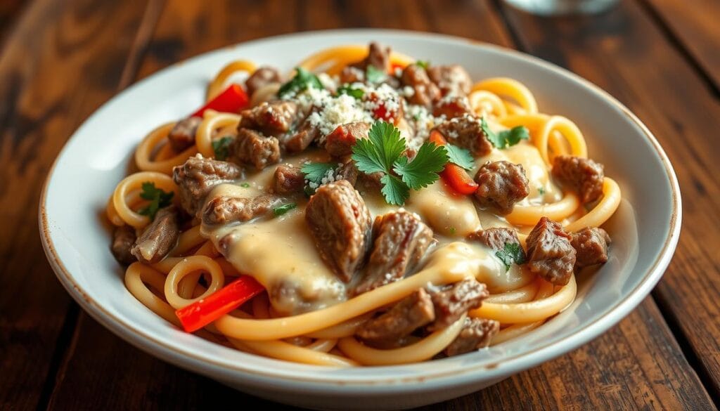 Philly Cheesesteak Pasta