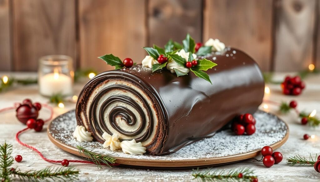 rolled christmas log cake