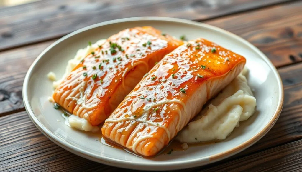 salmon fillets and potatoes